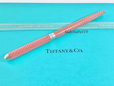 Tiffany & Co. Pink Ballpoint Diamond Texture  Silver w/ Free Cartridge- Germany