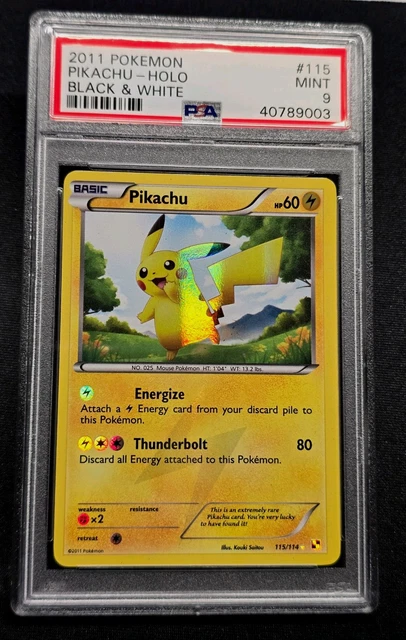 2011 Pokemon Black & White Base Set Pikachu Holo 115/114 Secret Rare PSA 9