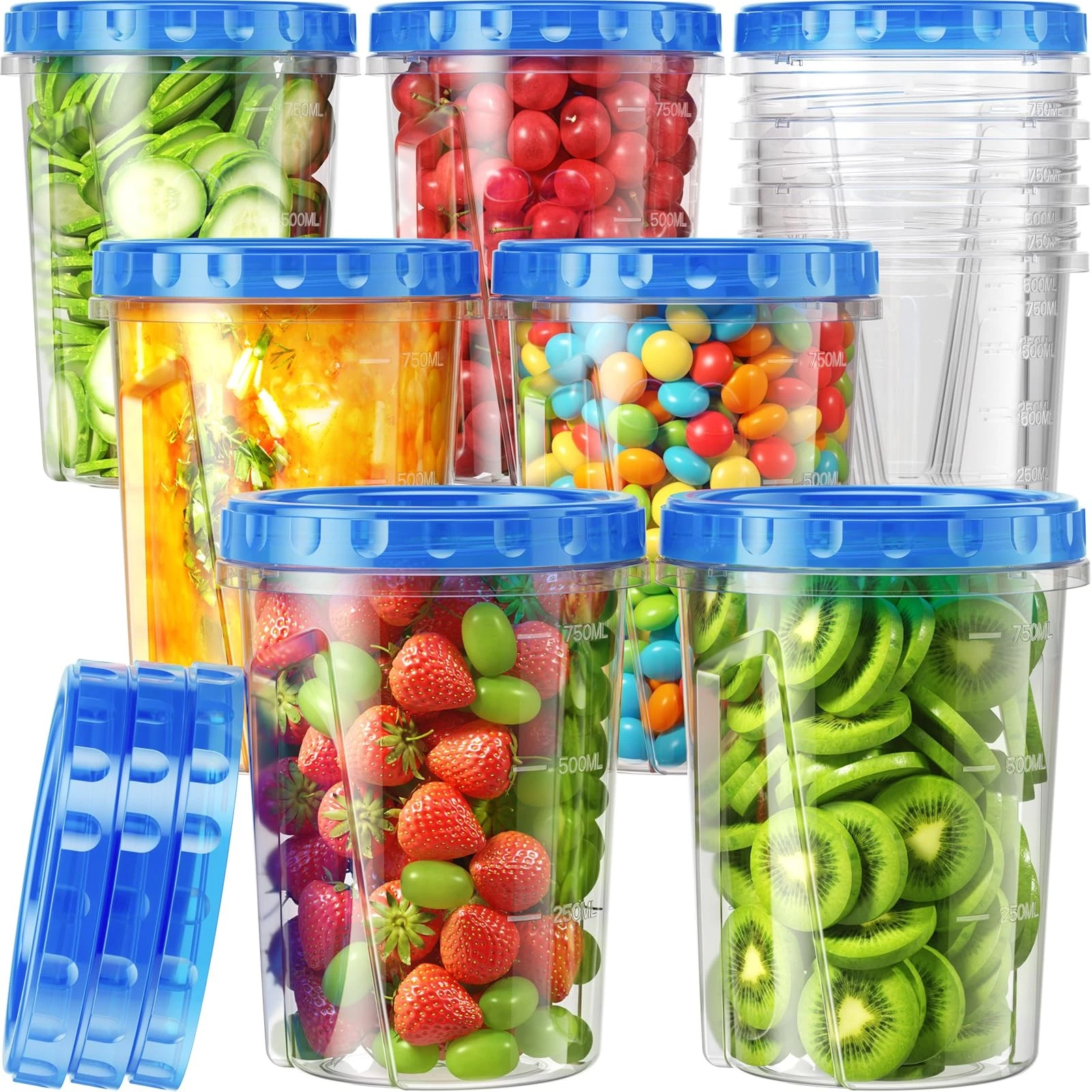 10 Pack 33oz Freezer Storage Containers Plastic Food Twist Lids BPA Free
