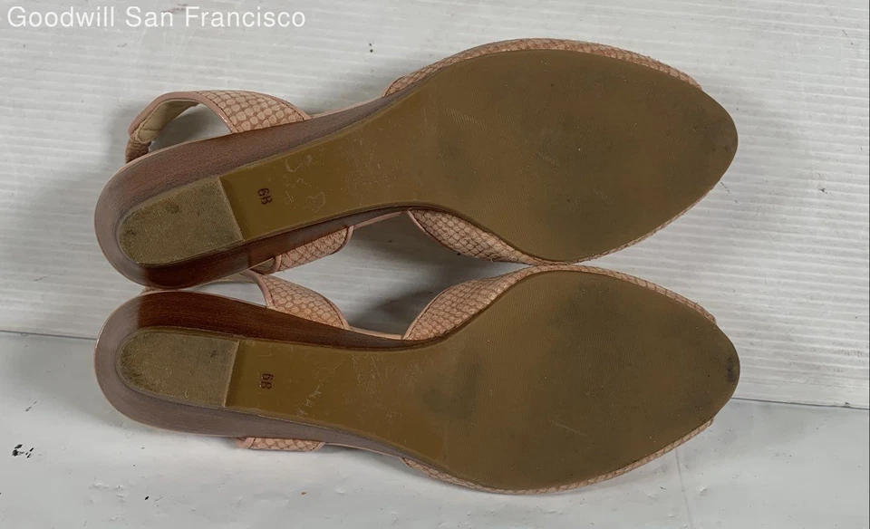 Talbots Pink Beige Leather Open Toe Wedge Heel Slingback Womens Sandals Size 6B - Image 4 of 4