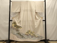 Heiwaya Kimono Luxury colored tomesode clouds flowers and birds pattern gold