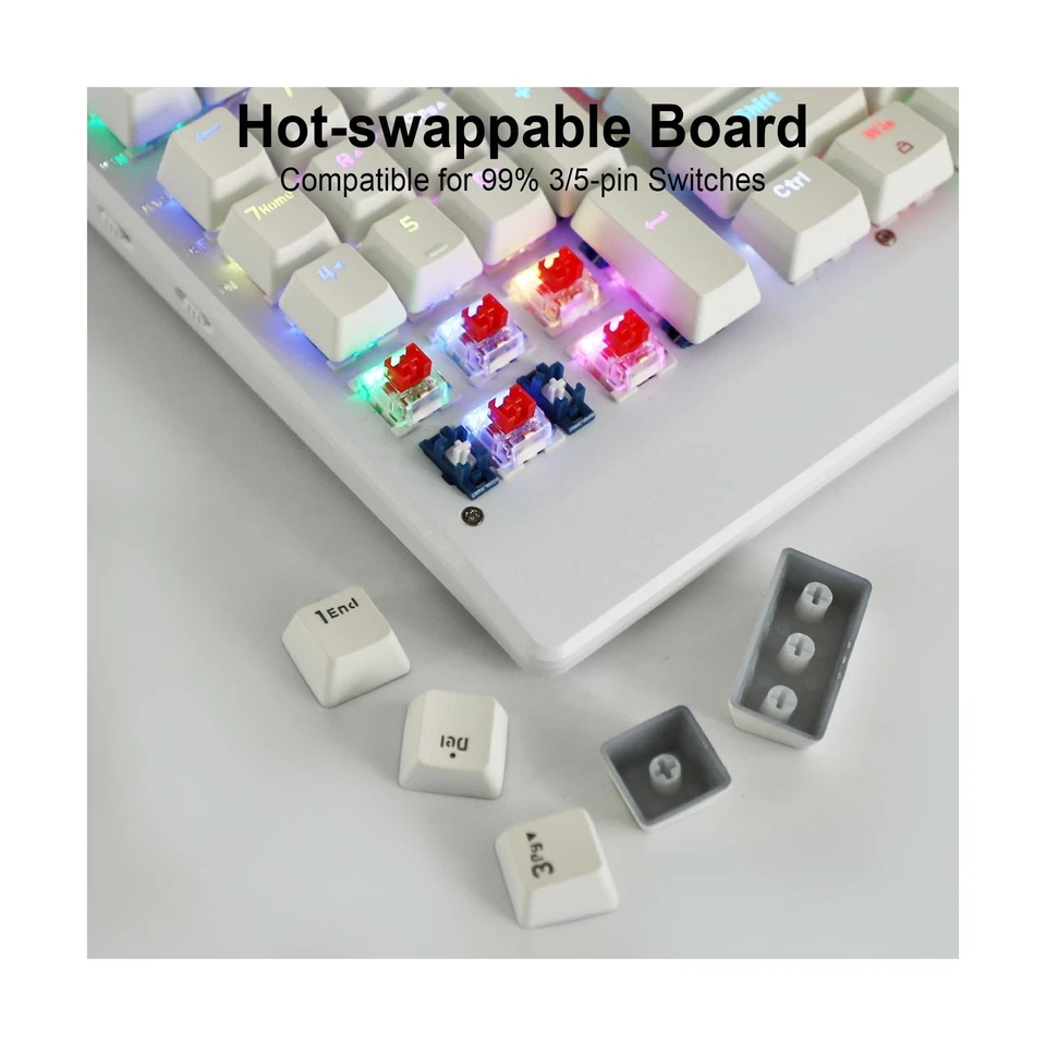 Teclado mecánico con cable ZY-2216 para juegos zurdos, BT/2,4 Ghz/USB-C... Foto 4 de 4