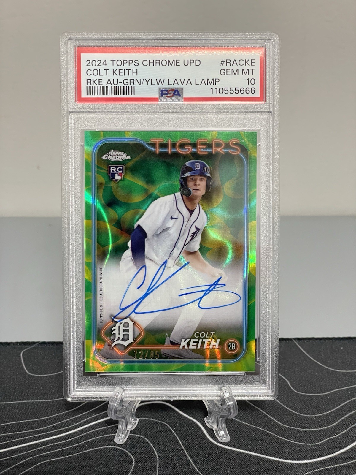 Colt Keith 2024 Topps Chrome Update Green/Yellow Lava Lamp RC AUTO #72/85 Tigers