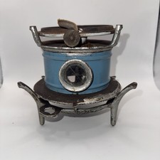 Vintage Blue Enamel & Cast Single Wick Kerosene Stove