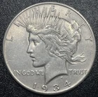 1934-S Peace Silver Dollar $1 AU About Uncirculated Key Date
