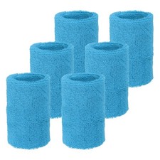 Wrist Sweatbands Sports Wristbands, 6 Pack 4" Blue