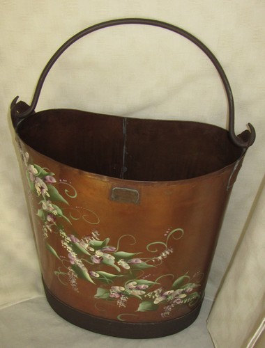 VTG BARBERET CONSTRUCTEUR BEAUNE COPPER POT - HAND PAINTED FLORAL, ARTIST SIGNED - Picture 1 of 6