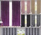 Luxury Crushed Velvet Curtains Pair Fully Lined Eyelet Ring Top Ready Made Thick