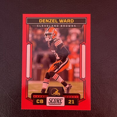 2023 Panini Score Red Parallel Football Card - #212 Denzel Ward - Cleveland