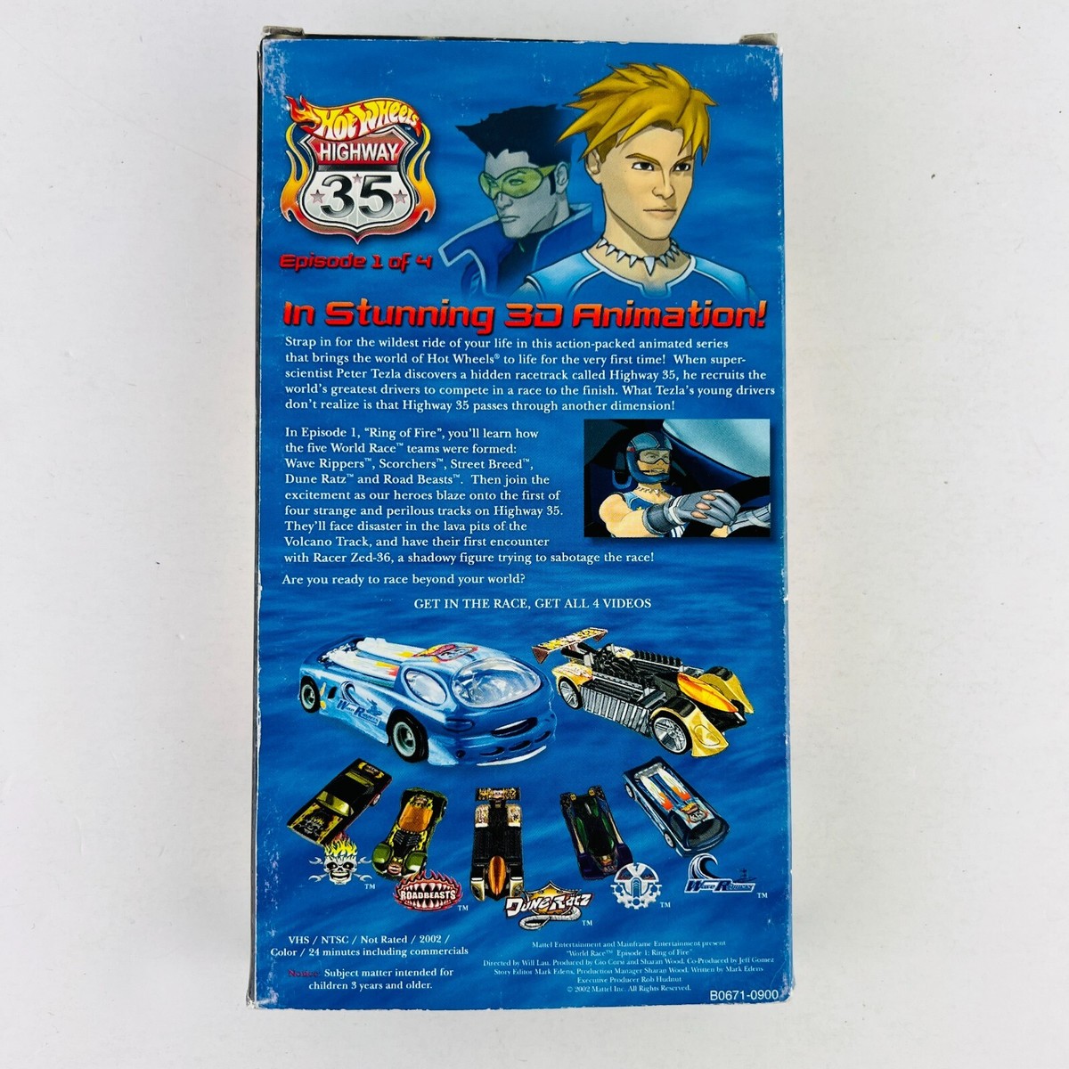 Hot Wheels Highway 35 World Race Ring of Fire Episode One VHS Tape