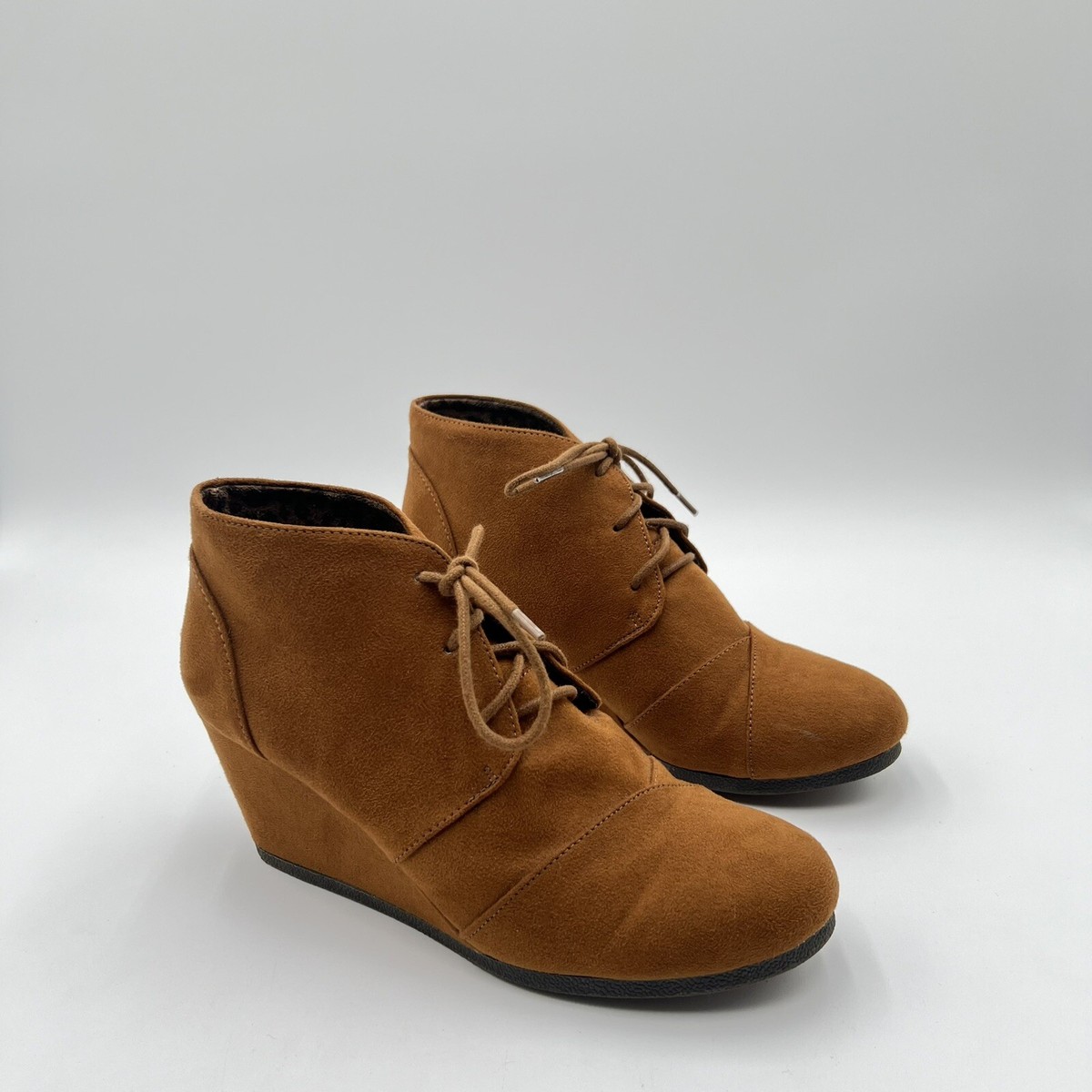 Maurices Boots Women's Size 10 Brown Faux Suede Wedge Ankle Lace