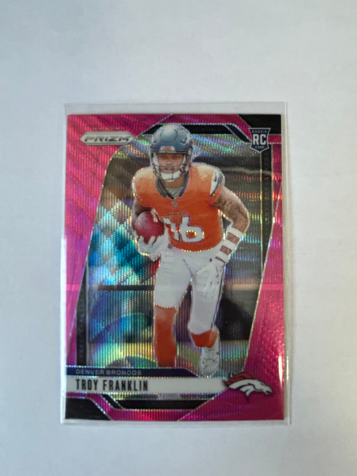 2024 Panini Prizm Football Troy Franklin Pink Wave Prizm #393 RC Rookie Broncos