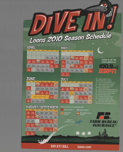 GREAT LAKES LOONS 2010 MAGNETIC SCHEDULE EBay great-lakes-loons-2010-magnetic-schedule-ebay
