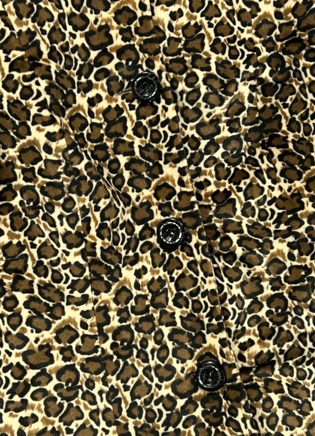 Investments Womens 14 Faux Fur Coat Leopard Jacket Brown Animal Print Lined - Image 2 of 4