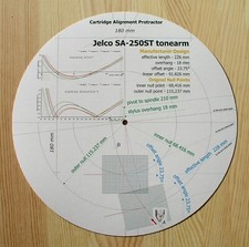 Jelco SA-250ST Custom Designed Tonearm Cartridge Stylus Alignment Protractor