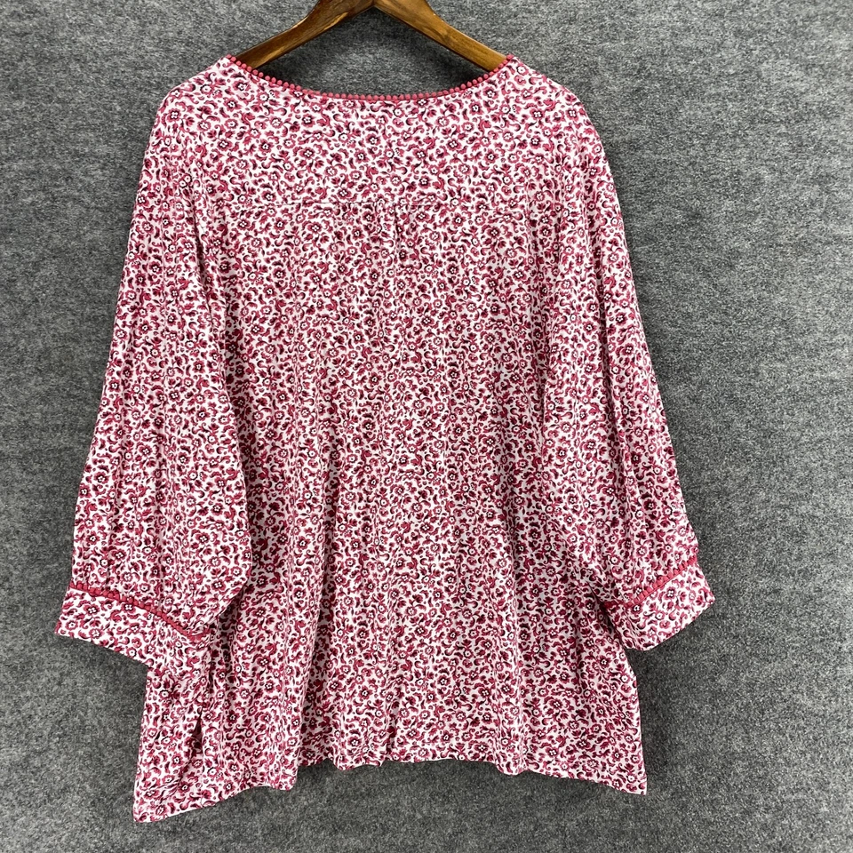 Camisa para dormir Lands' End para mujer 3X Plus rosa floral cuello en V manga larga algodón dormir Foto 2 de 4