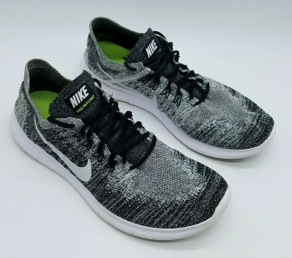 en el medio de la nada acerca de exposición Nike Free RN Flyknit 2017 Men&#039;s Running Shoes Black White Oreo  880843-003 Sz 9.5 | eBay