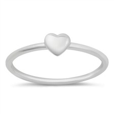 Heart Ring Genuine Sterling Silver Band 925 Rhodium Plated 4.6mm Sizes 4-10