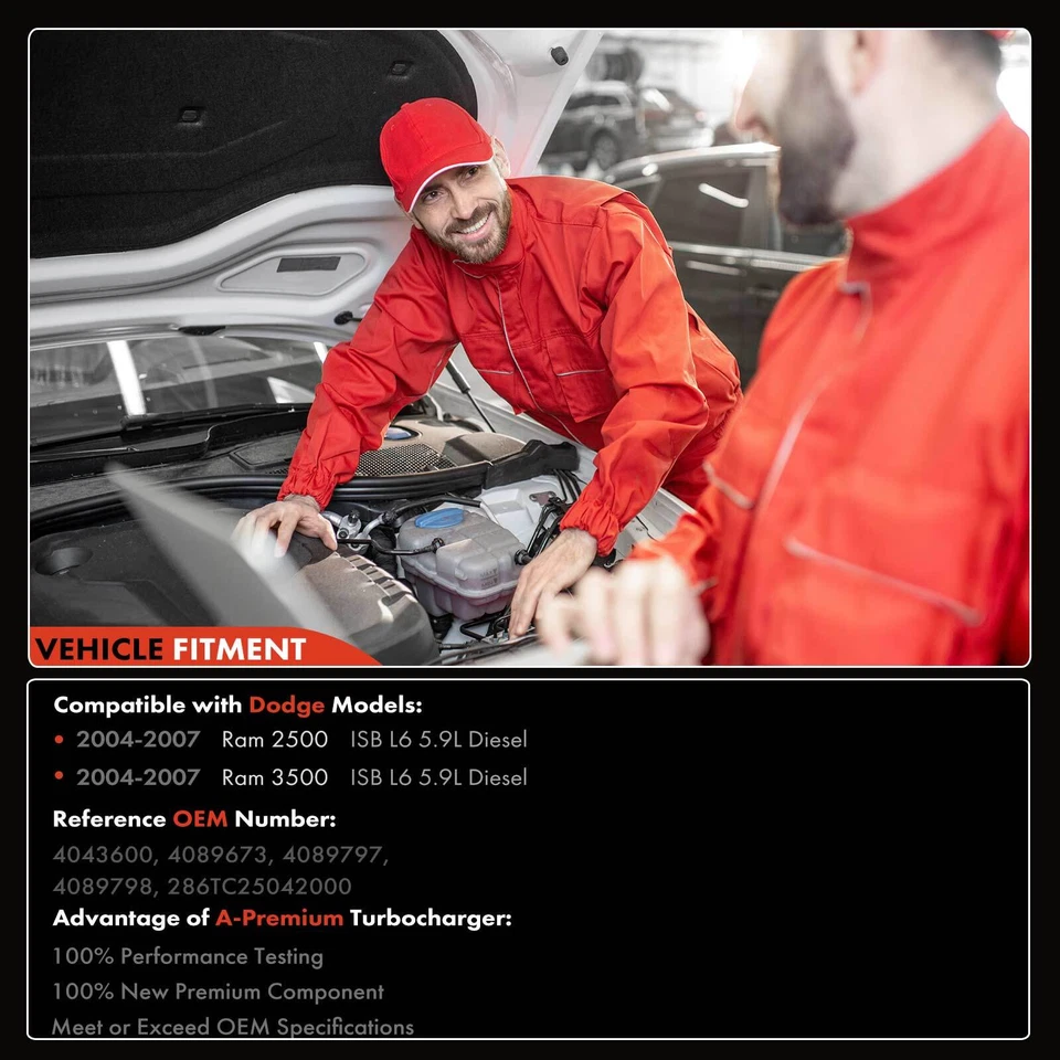 涡轮增压器适用于道奇 Ram 2500 3500 2004 2005 2006 2007 2007 ISB 5.9L 柴油 — 第 3/4 张图片