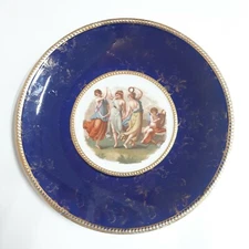 Antique Empire Works Stoke On Trent Cobalt Blue Decorative Gilded 9" Plate