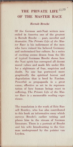 The Private Life of the Master Race. Berthold Brecht. First American Edition. - Picture 2 of 2