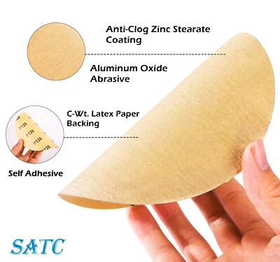 6 Inch 320 Grit Adhesive Sandpaper Discs – 100 Pack / 1 Roll, Sticky Back, Aluminum Oxide, Anti-Clog