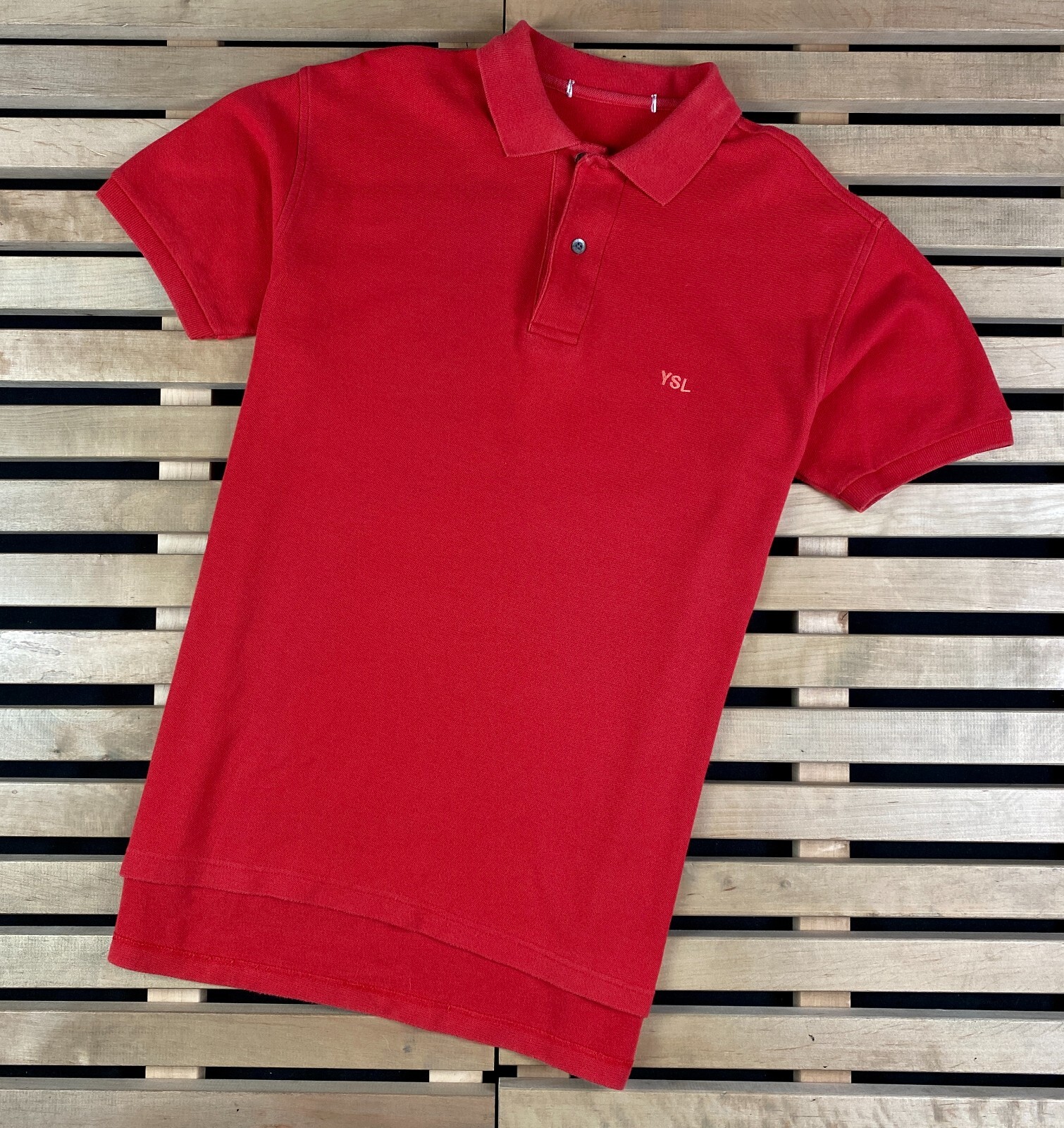 SAINT LAURENT Mens Polo Shirt Yves Saints Laurent Vintage Size L