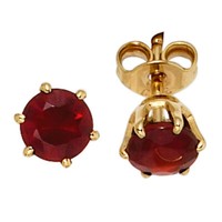 Ohrstecker Stecker Mit Granat Rot Dunkelrot 5,4Mm & 585 Gold Gelbgold Damen