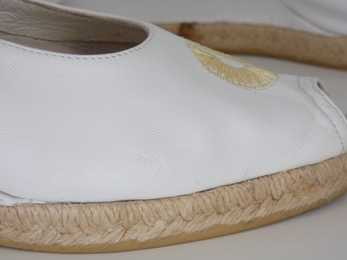 Charles Jourdan Espadrilles White Leather Platform Peep Toe Slingback EU 39 UK 6 - Picture 11 of 22