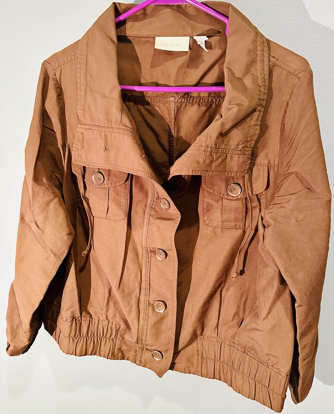 Women’s Chico Brown button Jacket with elastic wa… - image 1