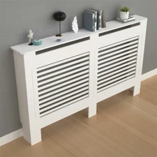 Modern Slatted Radiator Cover Heating Cabinet Solid Mdf White  Extra Shelf Space