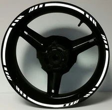 WHITE REFLECTIVE MOTORCYCLE RIM STRIPES WHEEL DECALS TAPE STICKERS CAR BIKE SUV