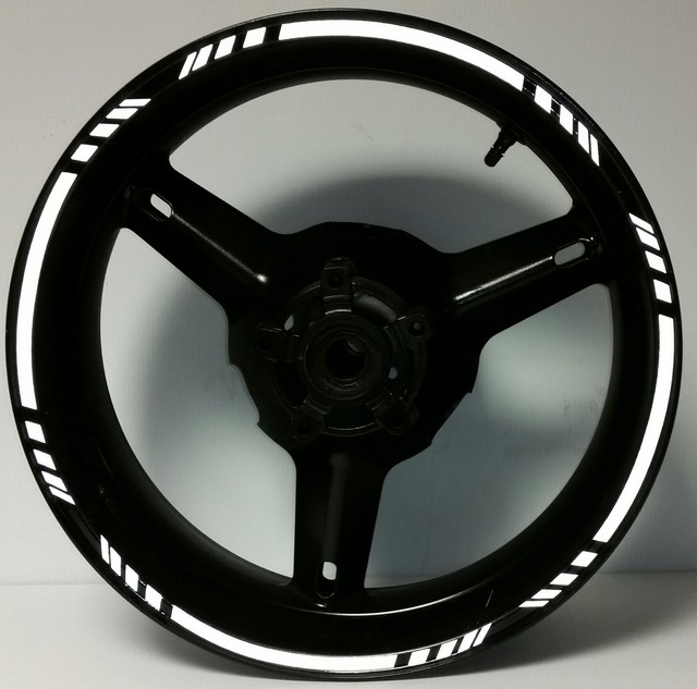 WHITE REFLECTIVE MOTORCYCLE RIM STRIPES WHEEL DECALS TAPE STICKERS CAR