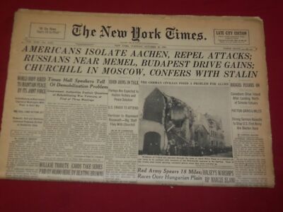 1944 OCTOBER 10 NEW YORK TIMES -AMERICAN ISOLATE AACHEN, REPEL ATTACKS - NP 3809
