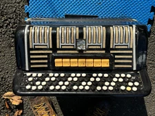 Vintage Black Button Chromatic Accordion Stradella Repair Tone Chamber