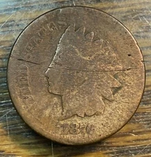 1876 Indian Cent AG/Good Details Way Below Greysheet CHN
