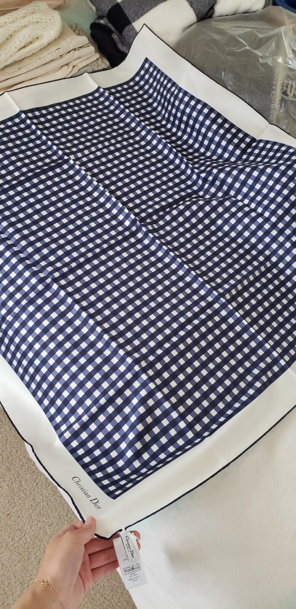 Christian Dior 100% Silk Scarf Navy Blue 90x90 | eBay