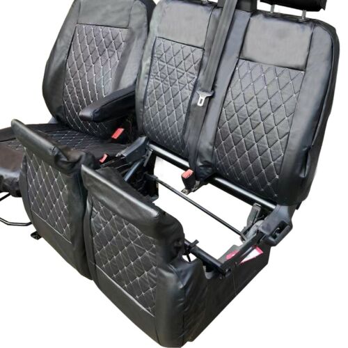 FULLY TAILORED LEATHER QUILTED SEAT COVERS for FORD TRANSIT CUSTOM 2013 on - Picture 4 of 12