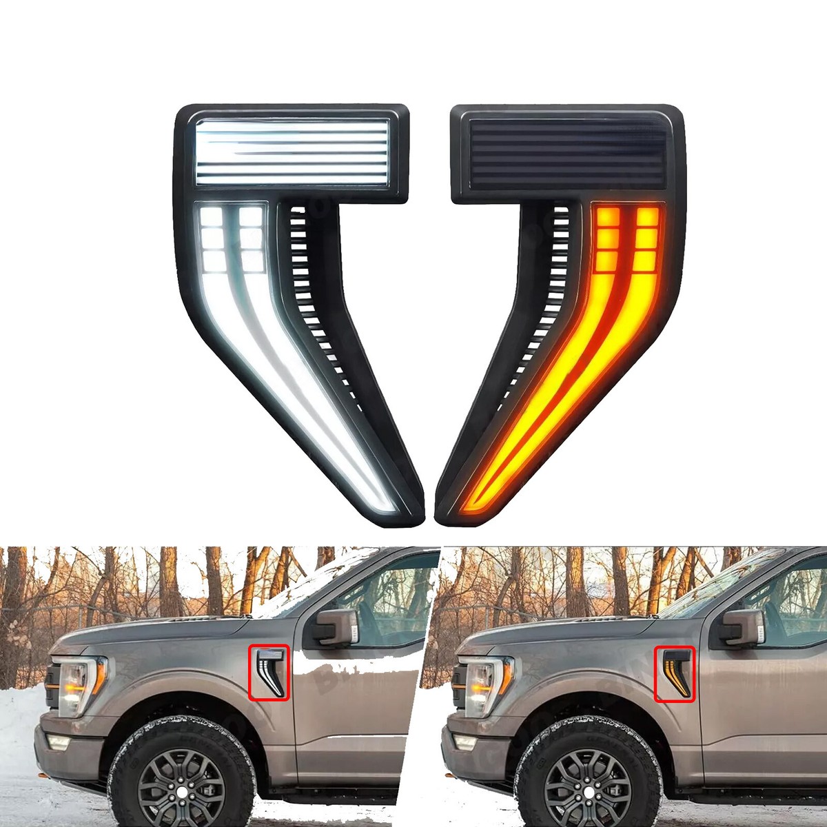 フォード F150 TA02 Fender Vent LED Side Marker Light DRL Turn Signal For Ford