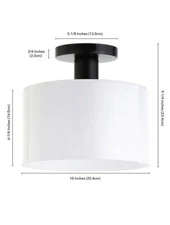 Henn&Hart 10" Matte Black Metal/Glass Semi Flush Mount