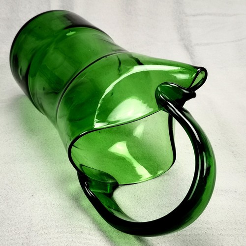 Blown Glass Pitcher Emerald Green Barware Cocktail Italy 1960s Empoli Vintage - Picture 11 of 20