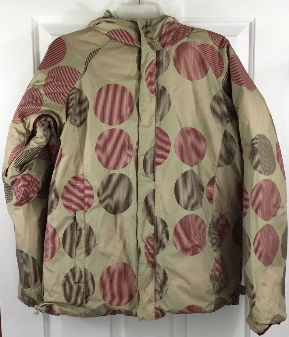 burton reversible down hooded ski snow dot circle jacket