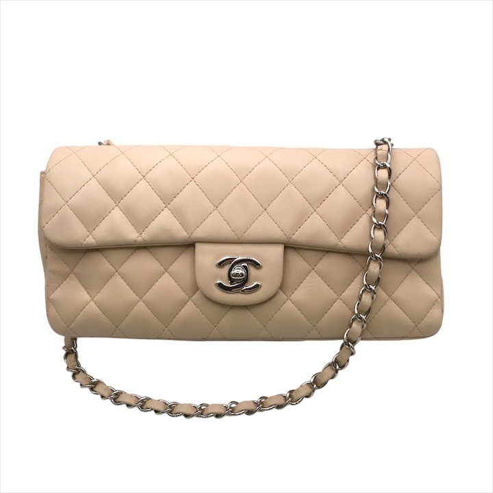 CHANEL Coco Mark Matelass Lambskin Single Flap Chain Shoulder Bag Excellent Condition