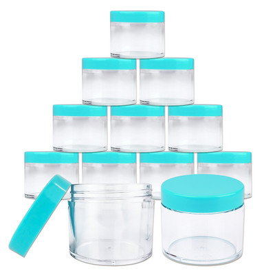 2oz/60g/60ml (12pcs) High Quality Acrylic Leak Proof Container Jars w/Teal Lids