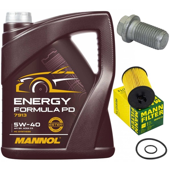 MotoröL Filter Set Mannol 5W-40 5 Liter + Schraube FüR Mercedes A-Klasse W169-image