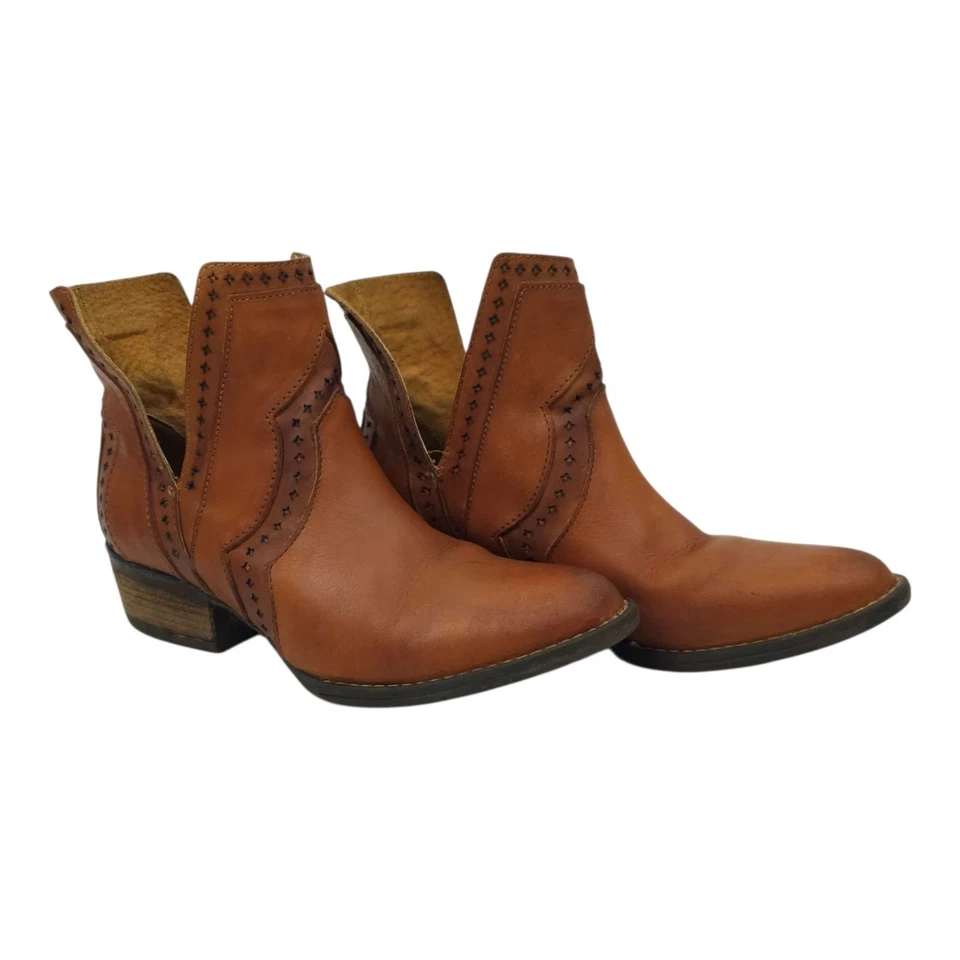 Bota Western Brescia muy volátil para mujer 7 botines al tobillo sin cordones de cuero marrón Foto 2 de 4