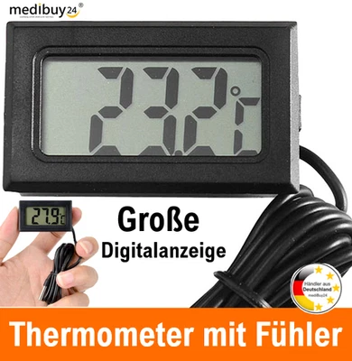 MINI LCD THERMOMETER DIGITAL LCD Thermometer Digital Temperaturanzeige Messgerät Temperatur mit Fühler Einbau