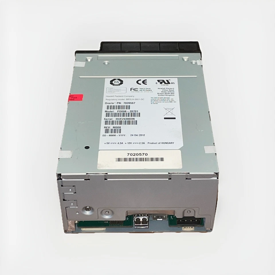 Unidad de cinta interna HP LTO-4 FC BRSLA-0601-DC PD098-20701 Oracle 7020567 - Imagen 2 de 3