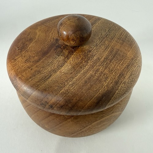 Caja de baratijas de joyería de madera vintage hecha a mano vuelta redonda boho mediados de siglo - Imagen 4 de 13