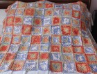 Plaid/Couverture en laine crocheté main Carrés Granny